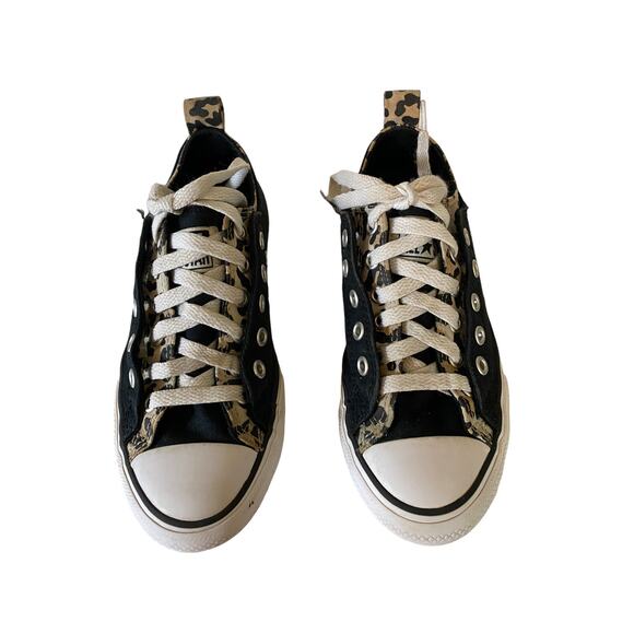 Converse All Star Black & Animal Print Sneakers Size 2 - Picture 3 of 8